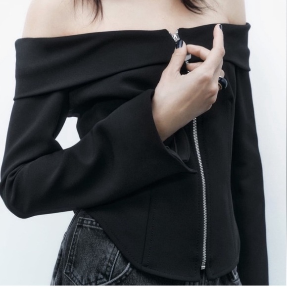 ZARA LIMITED EDITION off the shoulder Blouse Black Size XS New With Tag - Picture 5 of 16